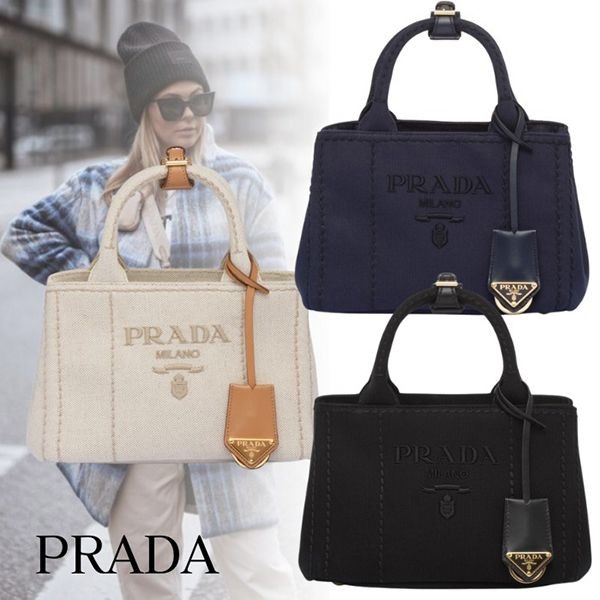 人気No1プラダ ロゴ刺繍キャンバスハンドバッグ 偽物2way pld02201