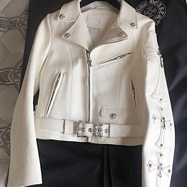 追跡付きで安心届けクロムハーツ jj ディーン ライダース ジャケット 偽物ホワイト ホースレザー032126