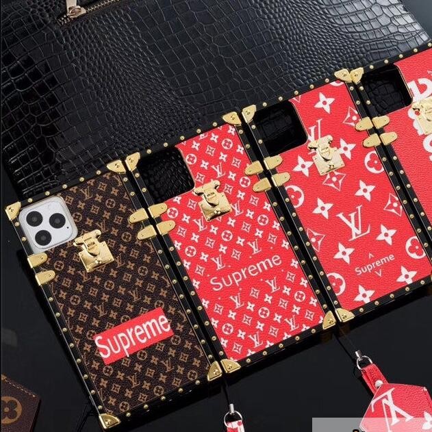 ルイヴィトン Supreme コピー アイトランク iphone15ケース レザーストラップ付き シュプリーム iphone14 pro/13ケース セレブ  激安 7色 24050802