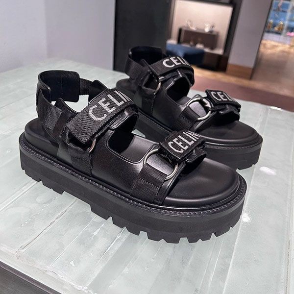 即発送セリーヌ チャンキーサンダル コピー レザー ロゴ 345583620C.38NO