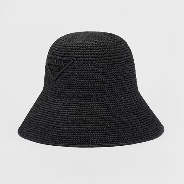 [通販]プラダ◆ラフィア ストローハット 帽子 コピーロゴ付きpd5104