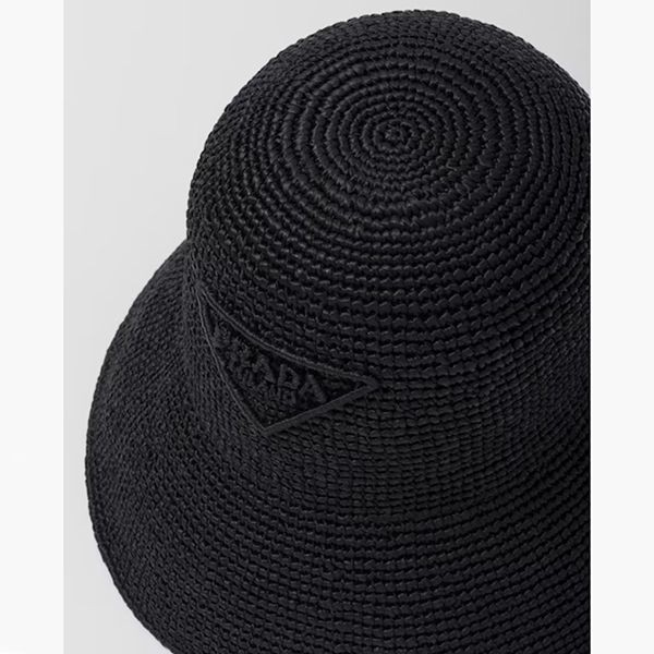 [通販]プラダ◆ラフィア ストローハット 帽子 コピーロゴ付きpd5104