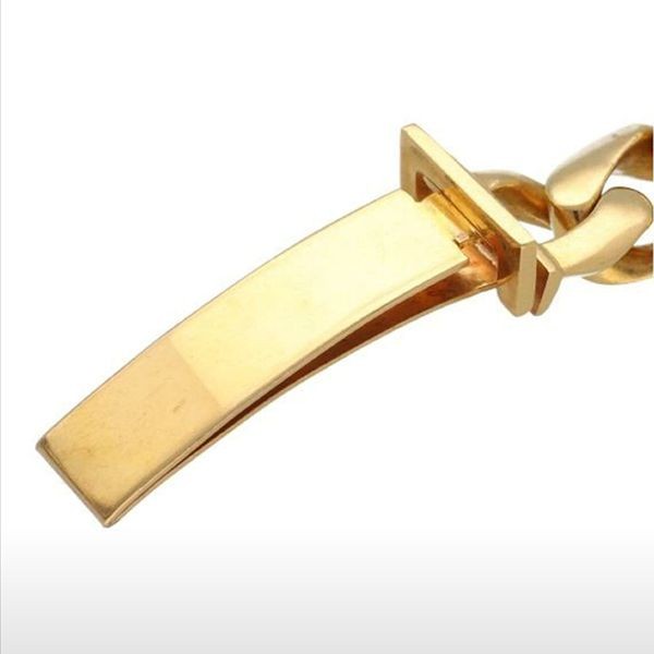 クロムハーツ ダガーIDブレスレット 偽物 22K イエローゴールド バングル 12リンク