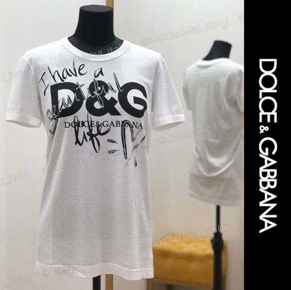 速達発送サービス【ドルガバ コピー Tシャツ】I Have A Beautiful LifeコットンTシャツdg071317