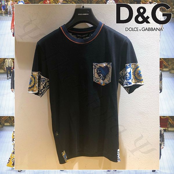 ドルチェ&ガッバーナ マヨリカ 偽物パッチワーク コットン 半袖Tシャツdg071311