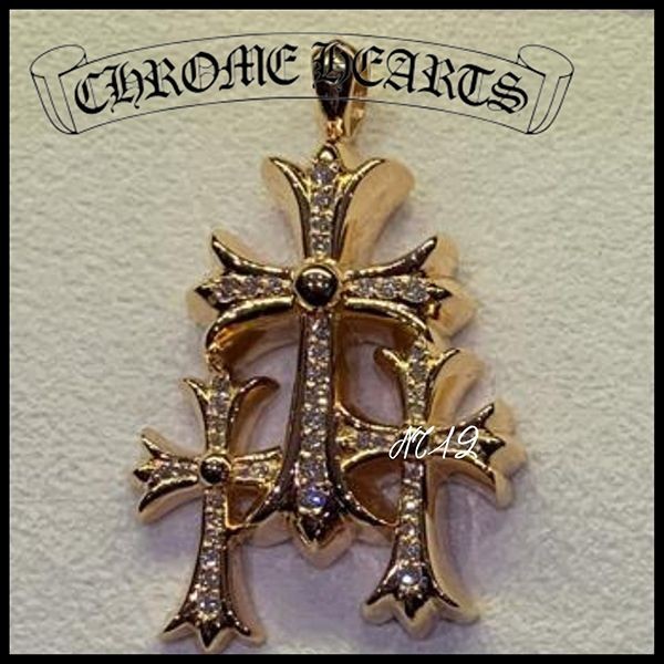 クロムハーツ トリプルクロス コピー♪gold diamond チャーム