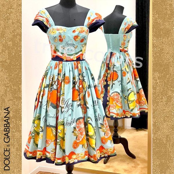 可愛いドルガバ ワンピース 偽物 シトラスプリント ポプリン ワンピースF6AEDTH