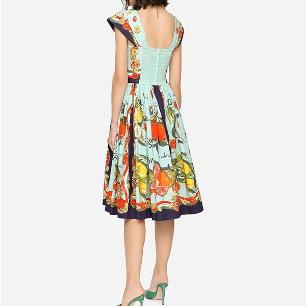 可愛いドルガバ ワンピース 偽物 シトラスプリント ポプリン ワンピースF6AEDTH