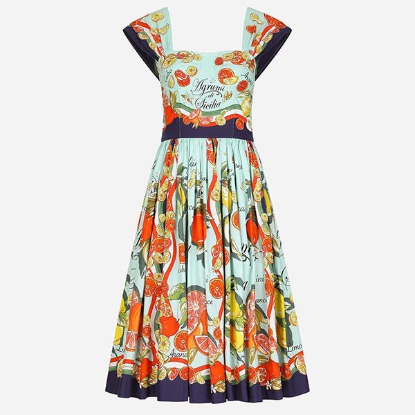 可愛いドルガバ ワンピース 偽物 シトラスプリント ポプリン ワンピースF6AEDTH