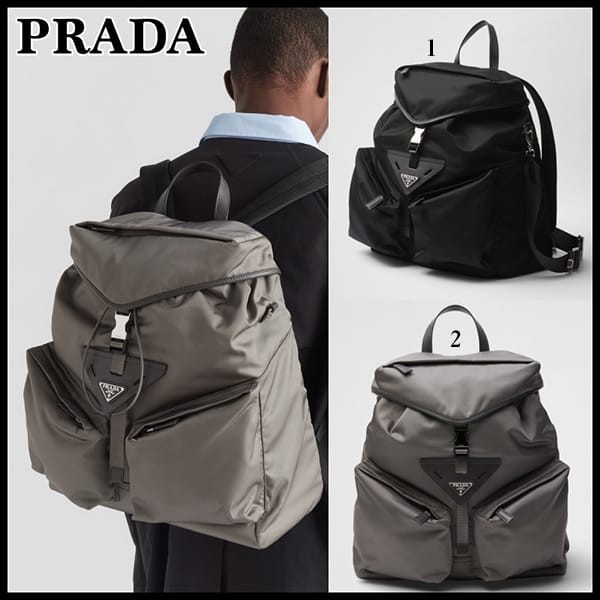 ユニークなデザインプラダ 偽物 Re-Nylon レザー バックパック 2色 2VZ108_2DW3