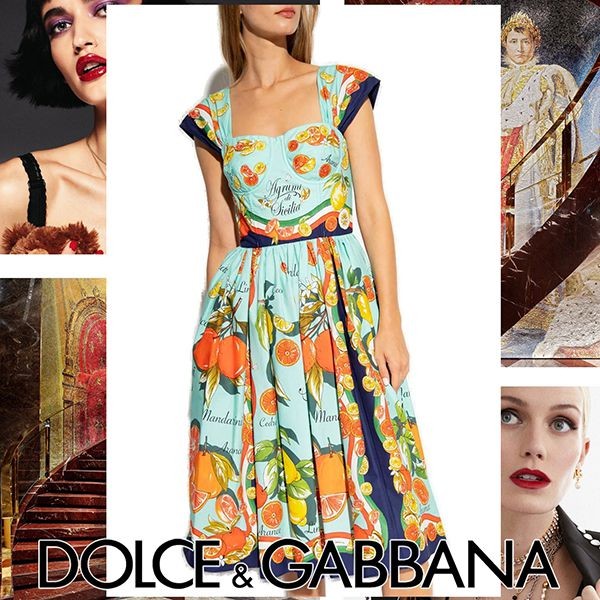 可愛いドルガバ ワンピース 偽物 シトラスプリント ポプリン ワンピースF6AEDTH