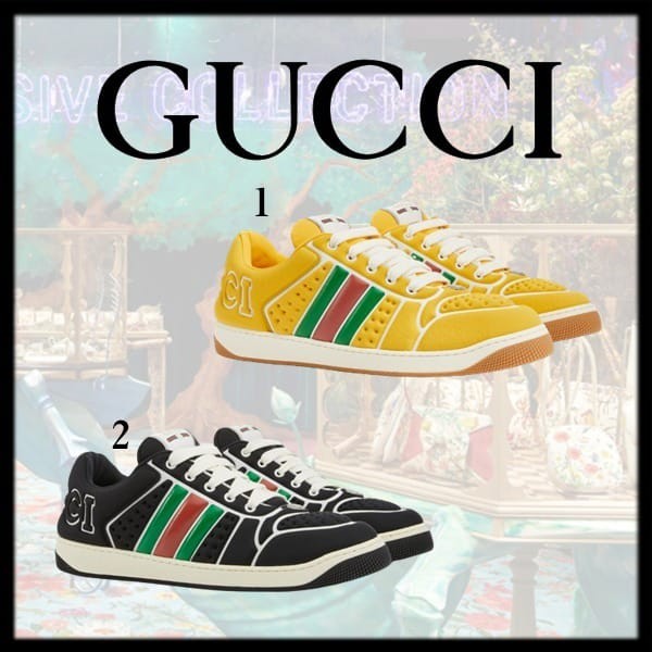 完売必至のカラーグッチ スクリーナー ウェブ ストライプ スニーカー コピー 2色 fac6s7042