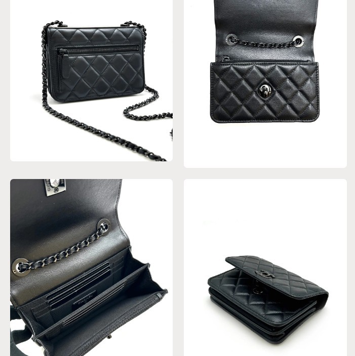 人気急上昇★レアカラー★【シャネル 偽物】ALLBLACKコンパクトチェーンウォレット AP1762 B08960 94305