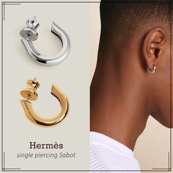 自然で可愛い☆【エルメス】 シングルピアス コピー《サボット》 sabot メタル 馬蹄型h08031