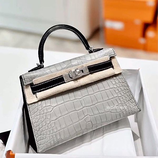 2024SSエルメス ミニケリー n級品po クロコ ノワール×グリペール/s金具 h08032