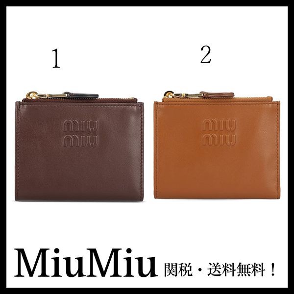 芸能人愛用 ミュウミュウ  ロゴ ナッパレザー 二つ折り財布 激安 5ml0242crwf0046