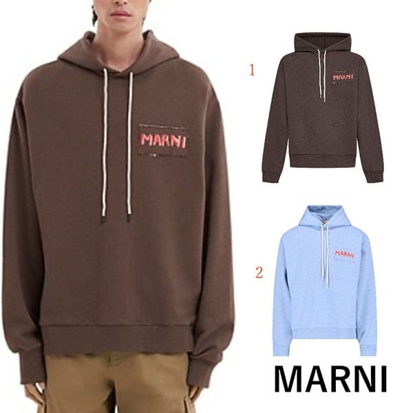 【即発】マルニ コットンジャージー 偽物 フーディー ロゴ入り w24091102