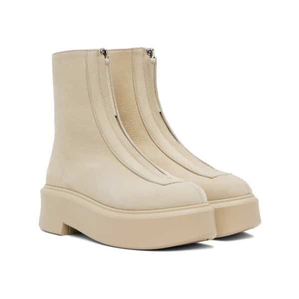 ザロウ zipped boot i レザー アンクルブーツ コピー beige f1144l131r