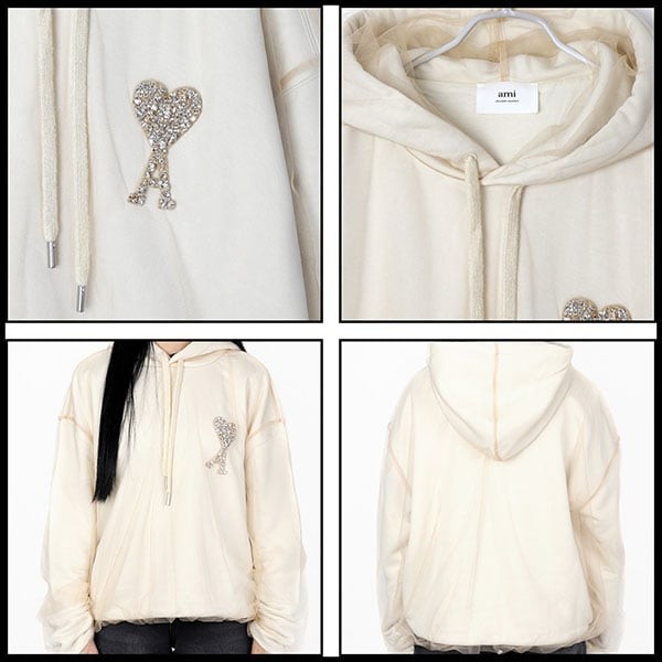 ami アミ パリス n級品 クリスタル ロゴ フーディー usw221pa0018268