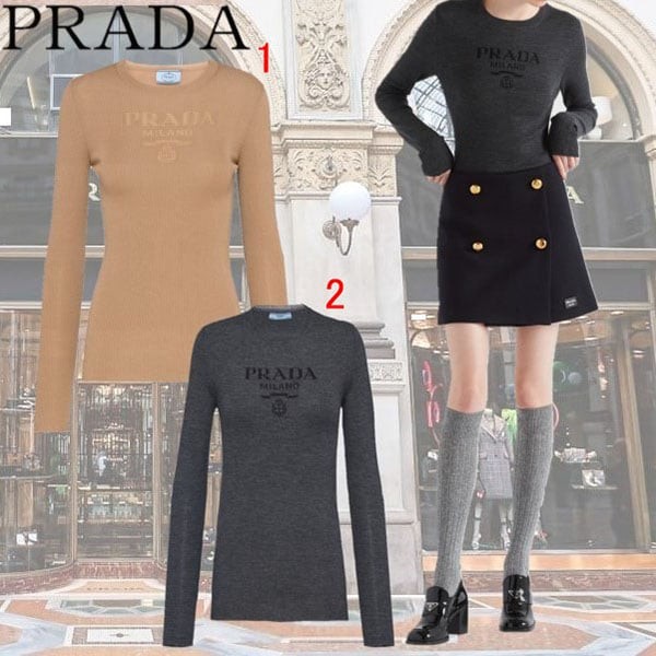 プラダ スーパーファインウール クルーネックセーター p24r1v