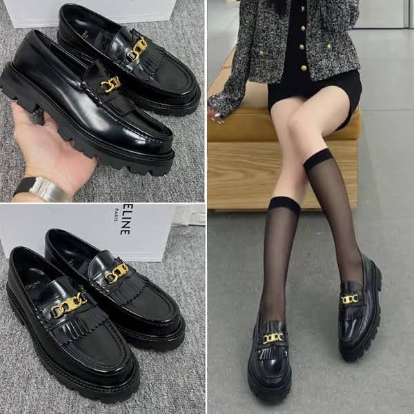 速達発送セリーヌ トリオンフチェーン付き マーガレット ローファー 344893602c