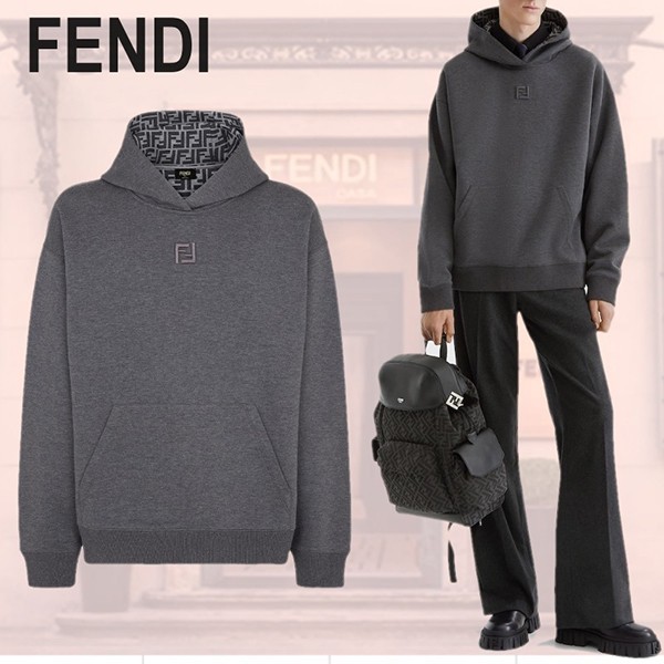 待望の再入荷フェンディ ダークグレー コットン スウェットシャツ コピー fd99562
