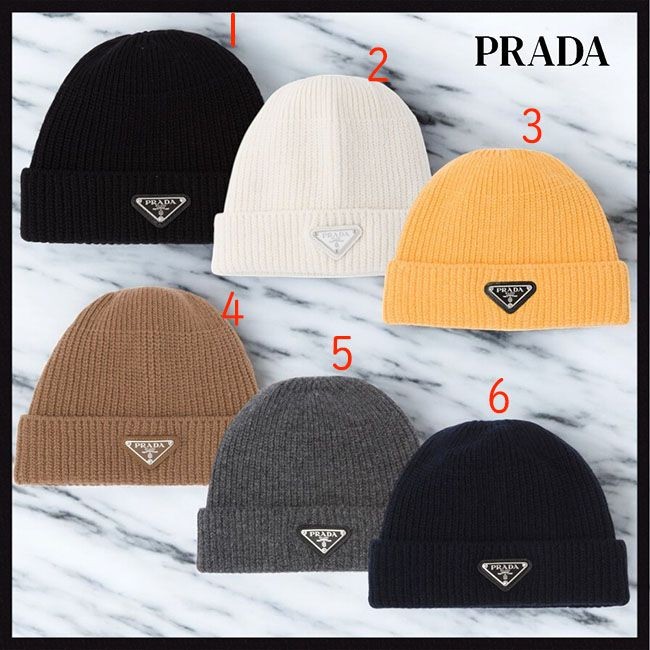 残り僅かプラダ ウール&カシミヤ ビーニー シンプル ニット帽子 UMD489