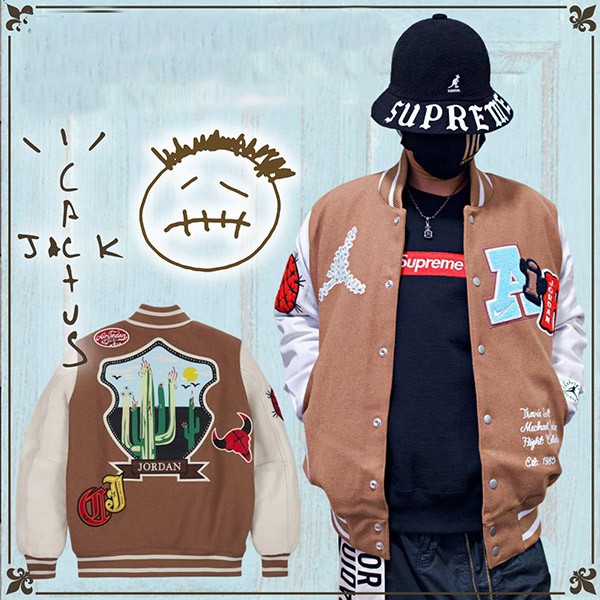 トラヴィス スコット x ジョーダン バーシティー ジャケット 偽物 w24122602