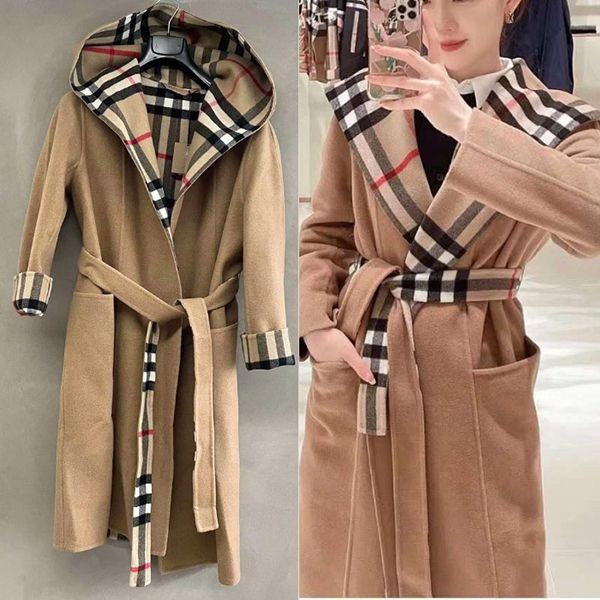 最新でオシャレ★バーバリー★チェックディテール ラップコート パチモン 8061004