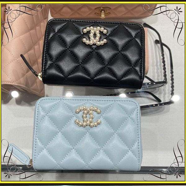 【シャネル】コイン＆カードケース コピー パール風ココマーク 艶やかなAP3811