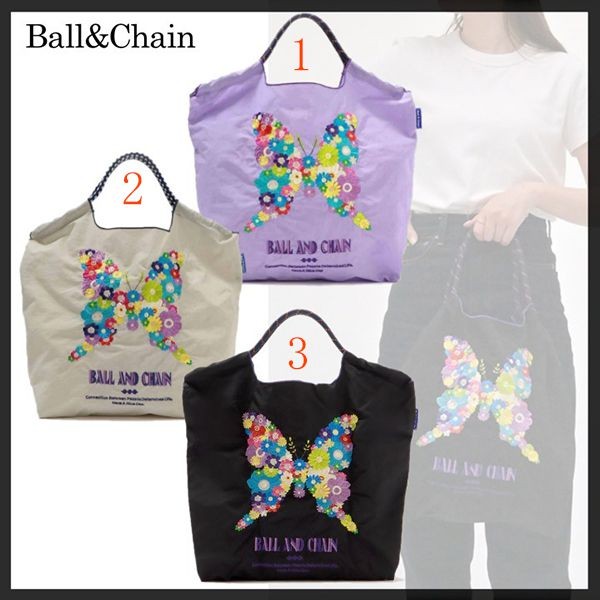 ボールアンドチェーン バタフライ刺繍 エコバッグ wd25020801