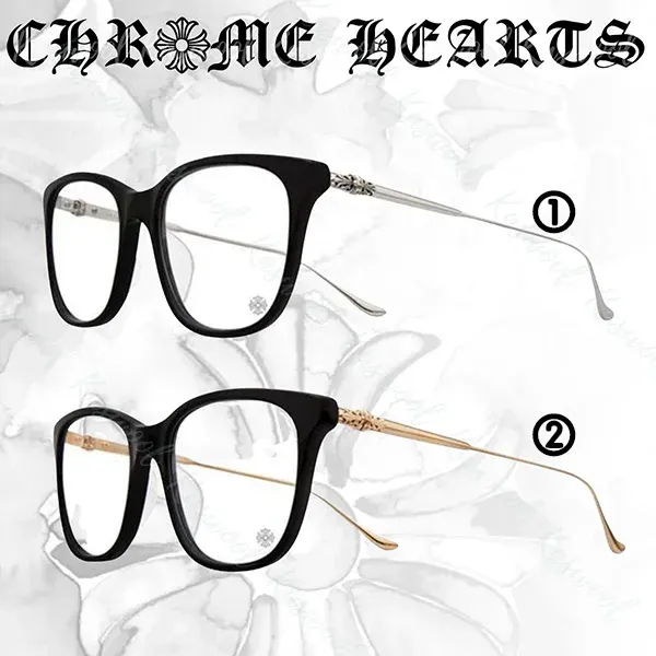 クロムハーツ JEJE SPOT フローラルクロス メガネ 偽物 25022402