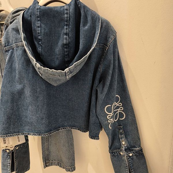 【ロエベ】アナグラム 偽物 クロップ丈デニムパーカー S359Y13X63