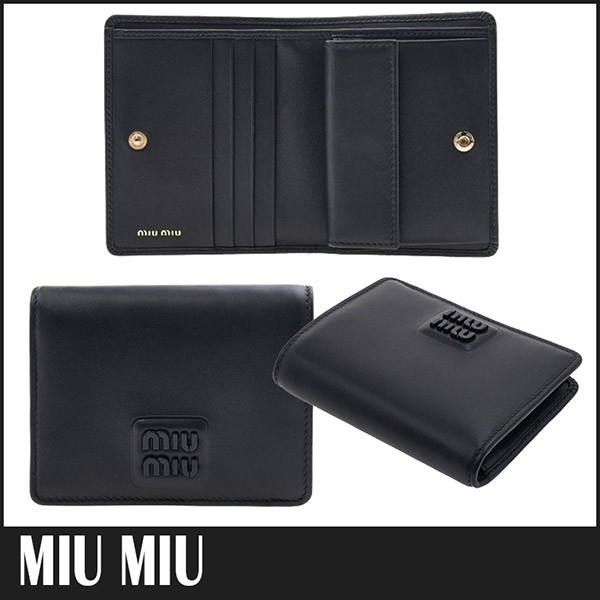 ☆ミュウミュウ ロゴ 小銭入れ付き 折りたたみ財布 偽物☆超人気