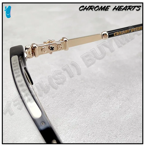 プレゼントに最適クロムハーツ プラス クロス スクエア メガネ コピー ブラック ゴールド 25022218