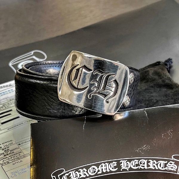 素敵なクロムハーツ ミリタリーバックル コピー CH 1.5インチ 黒 レザーベルト ch253319