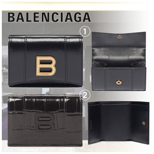 人気No1人気【バレンシアガ コピー】Hourglass ミニウォレット カーフスキン 6002121QJ4M1000