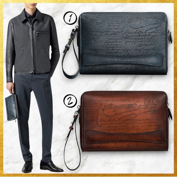 お洒落メンズ ベルルッティ 偽物 ローズウッドスクリットレザーポーチ 2色 25032811