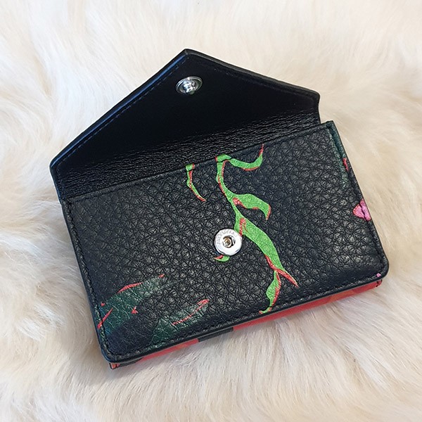 【かわいくて上品♪】バレンシアガ コピー フラワープリント♪3つ折りレター型財布♪黒/オレンジ 25031301