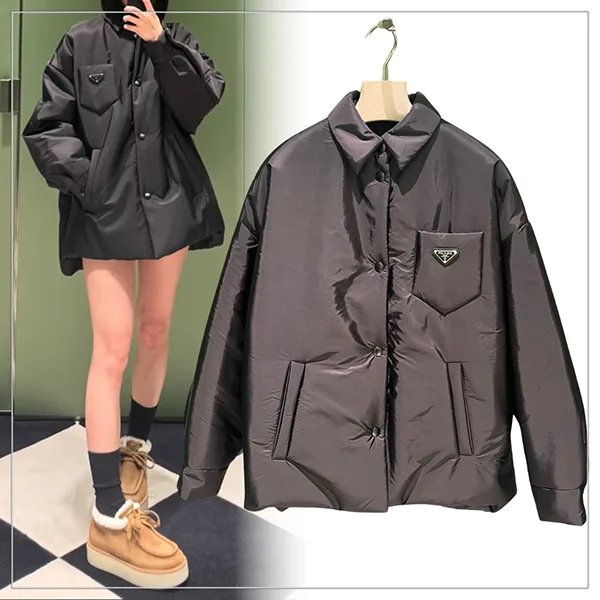 NEWカラー完売必須プラダ リナイロン 軽量 パデッドジャケット 偽物 ロゴ付 pd253282