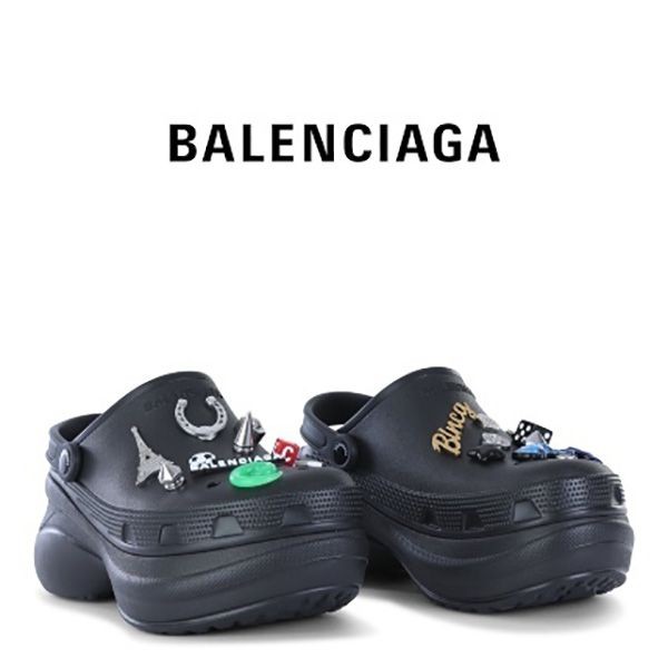 バレンシアガ CROCS サンダル コピー ロゴ ミュール JIBBITZ ラバー