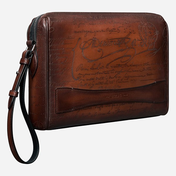 お洒落メンズ ベルルッティ 偽物 ローズウッドスクリットレザーポーチ 2色 25032811