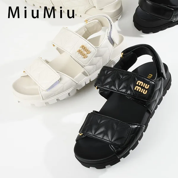 トレンド感たっぷりミュウミュウ スポーティ マテラッセレザー サンダル コピー 2色 miu200154