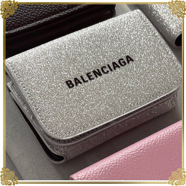 バレンシアガ キャッシュ グリッター ミニウォレット 3つ折り財布 コピー 25031303