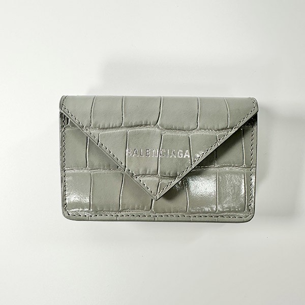 バレンシアガ クロコ 三つ折り ペーパー ミニ財布 偽物 3914461U6QN4617