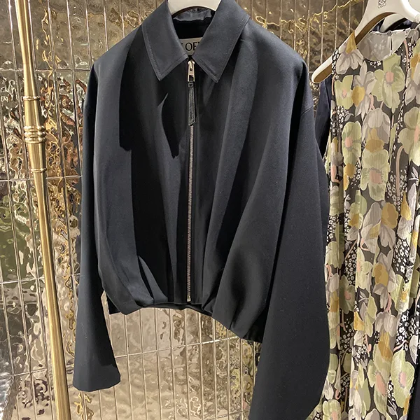 ロエベ☆ドレープ ジャケット コピー（コットン&シルク）ブラックS540Y02XBU-1100