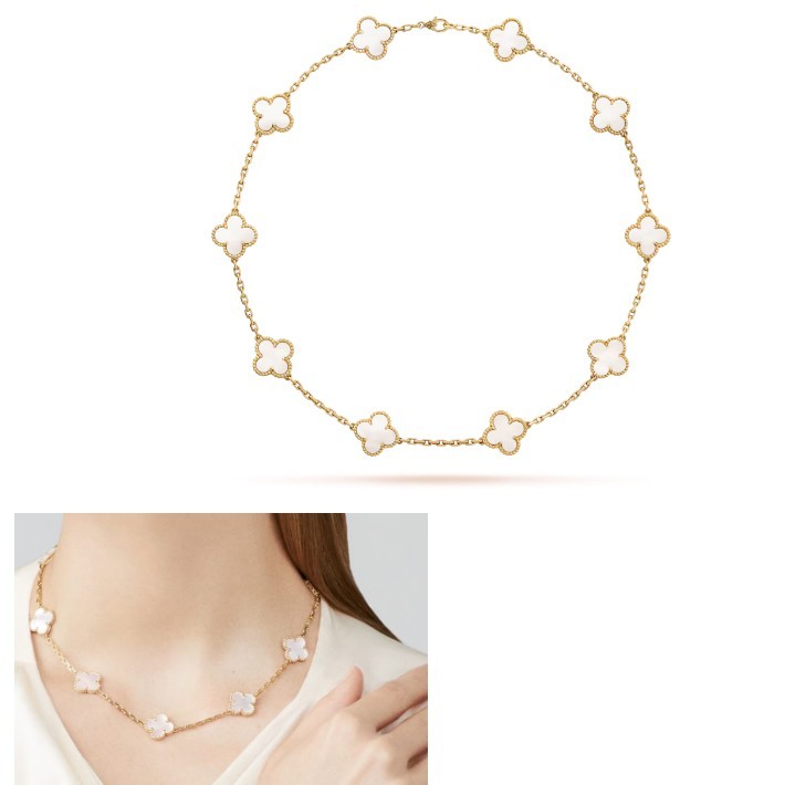 ヴァンクリーフ偽物 ヴィンテージ アルハンブラ ネックレス 10モチーフ イエローゴールド VCARA42800