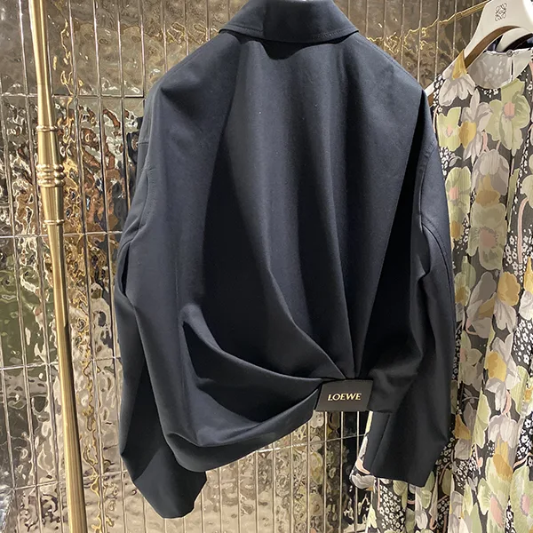 ロエベ☆ドレープ ジャケット コピー（コットン&シルク）ブラックS540Y02XBU-1100