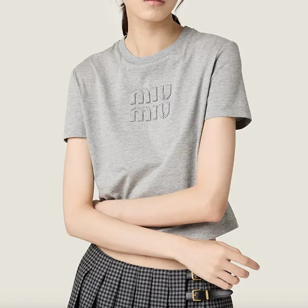 お洒落で可愛いミュウミュウ ジャージーTシャツ コピー MJN483