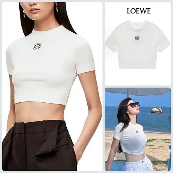 ロエベ フィットがきれいなクロップド半袖Tシャツ S540Y07XCD-2100